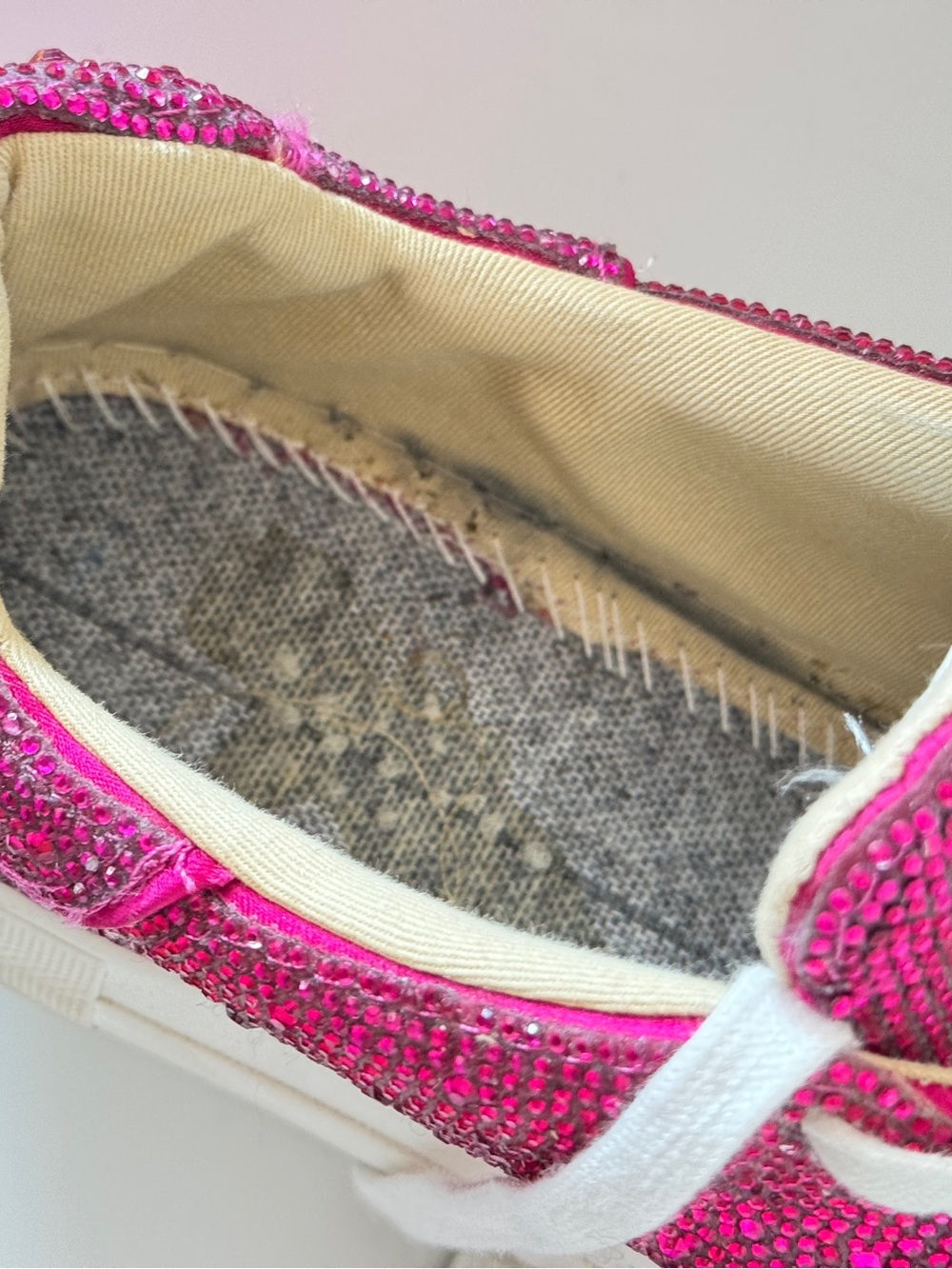 Betsy Johnson Sparkling Hot Pink Crystal Lace-Up Women's Sneakers - Picture 5 of 5